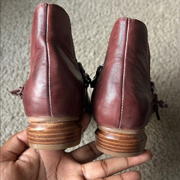 Antelope Red Brown Ankle Boots with Beaded Accents - Picture 5 of 11